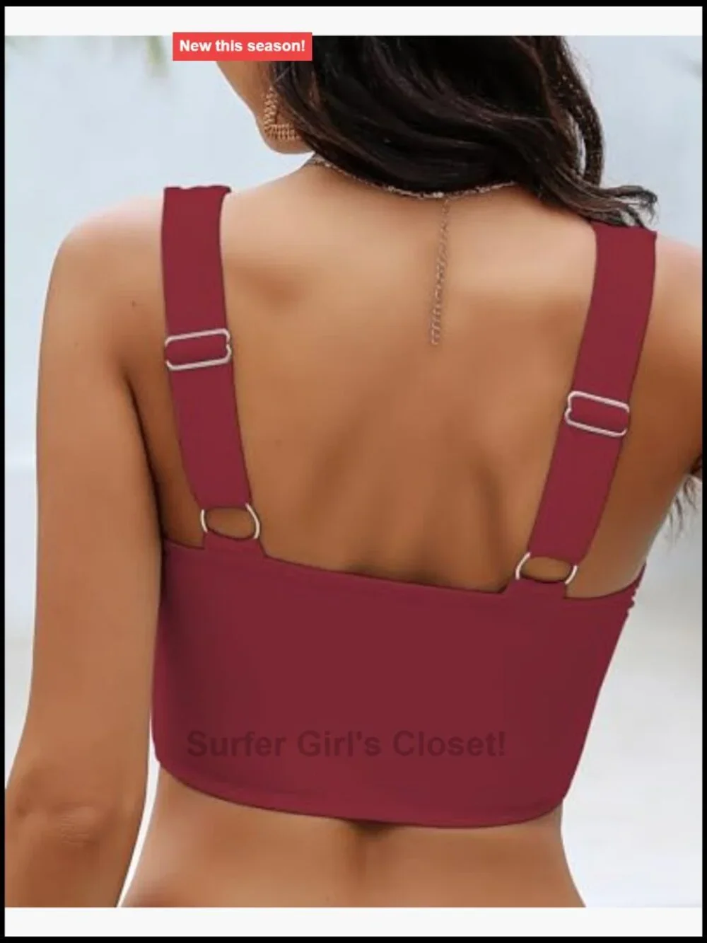 Cropped StrapCore Bikini Top with Padded Twist Knot Cut Out Adjustable Swimwear - Picture 2 of 7